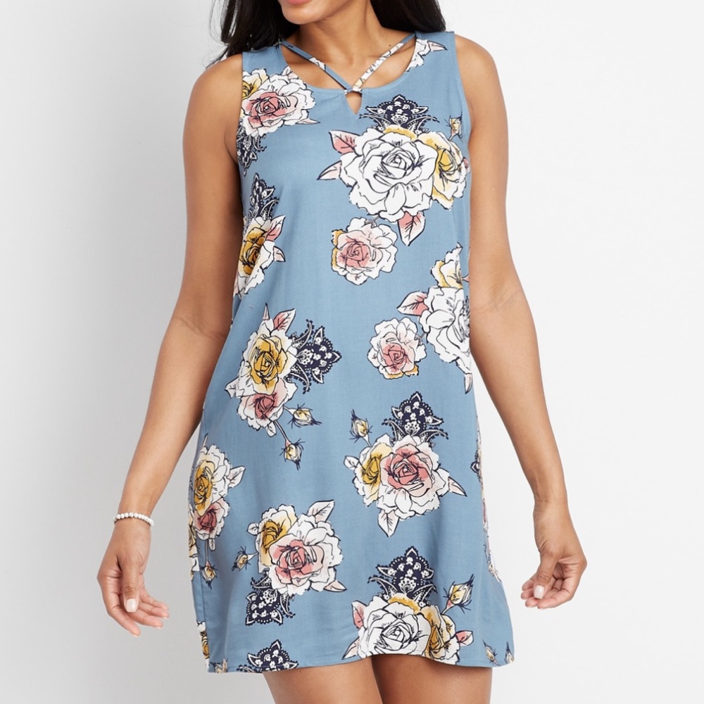 NWT Maurices strappy blue floral dress - Small